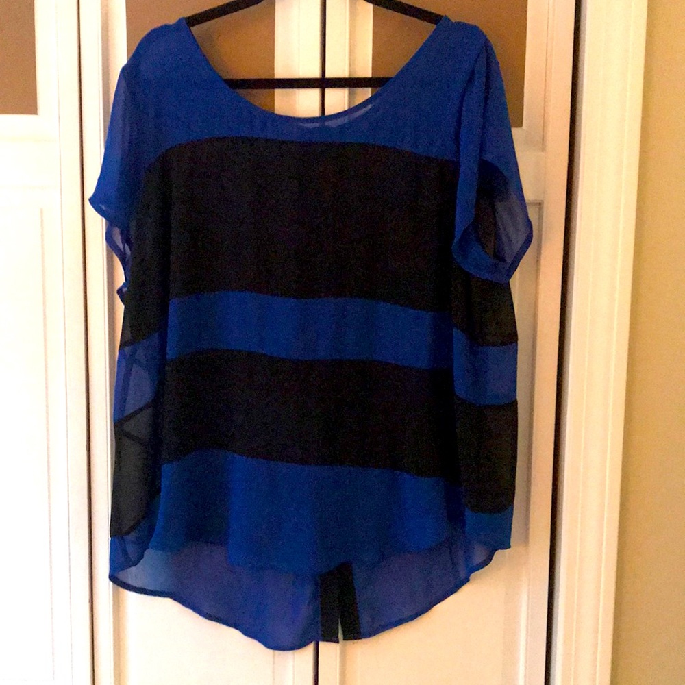 Torrid black and blue striped top size 1
